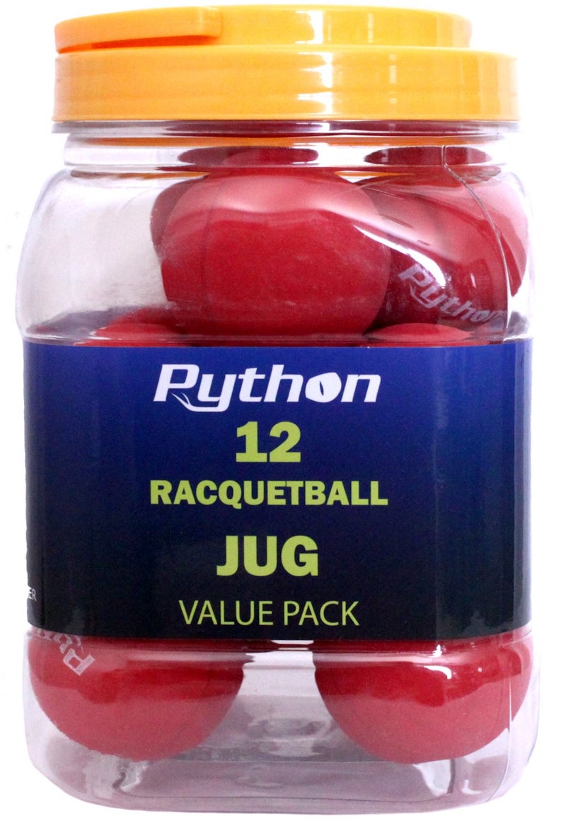 Python Racquetball Python Red Racquetballs (Value Pack - 12 Ball Jug/Lightning Fast!) - Image 1